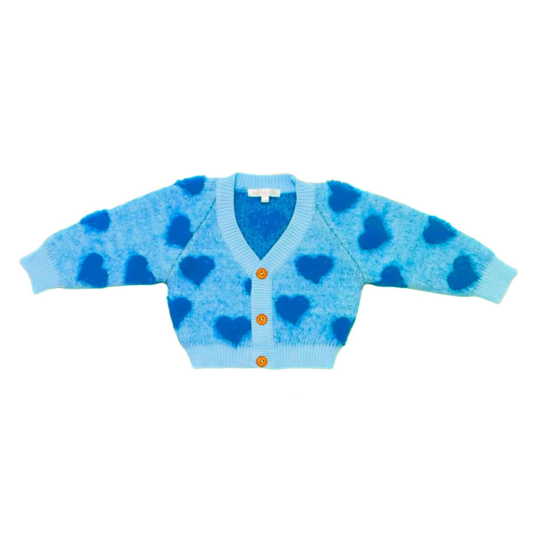 Heart to Heart Cozy Valentine's Day Cardigan, Blue
