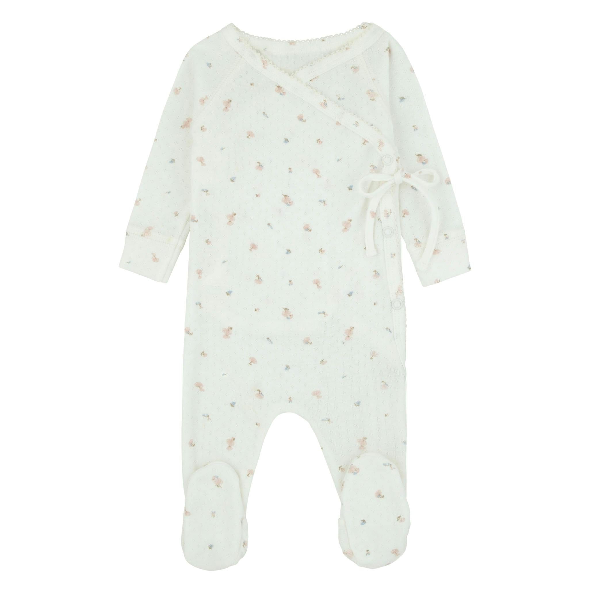 Pointelle Printed Wrap Footie, Girls