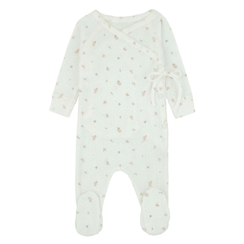 Pointelle Printed Wrap Footie, Girls