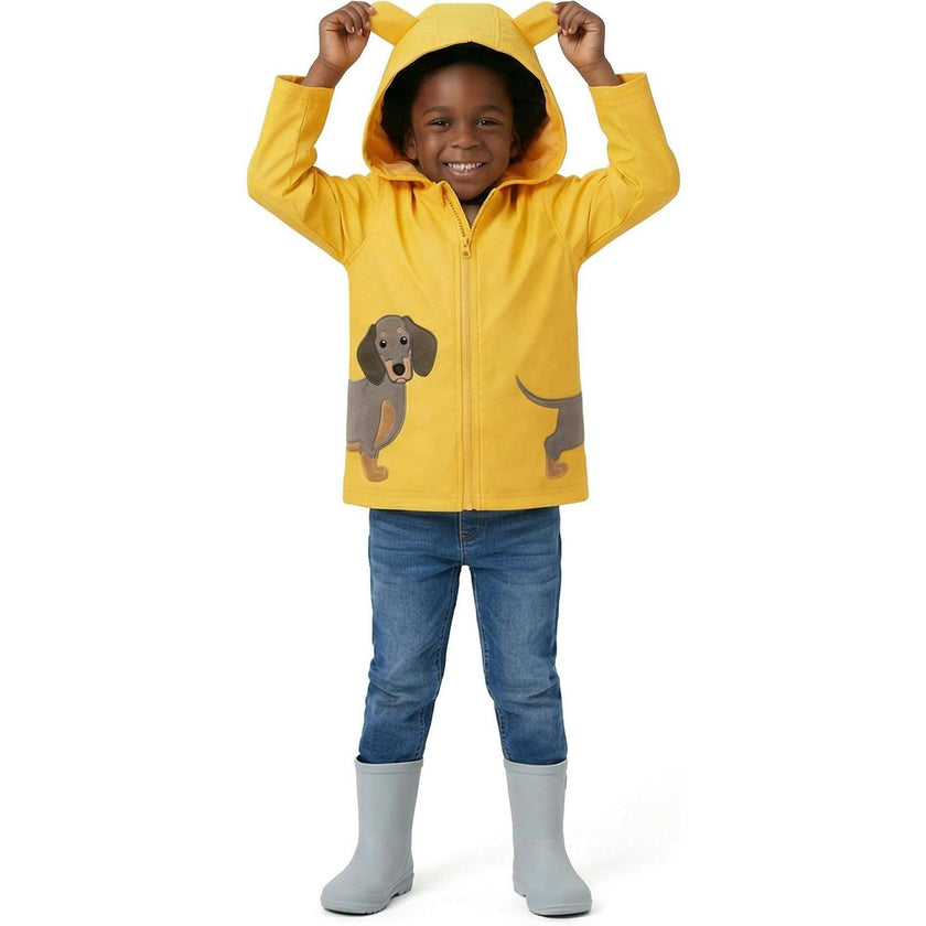 Boys Dog Applique Raincoat | Yellow