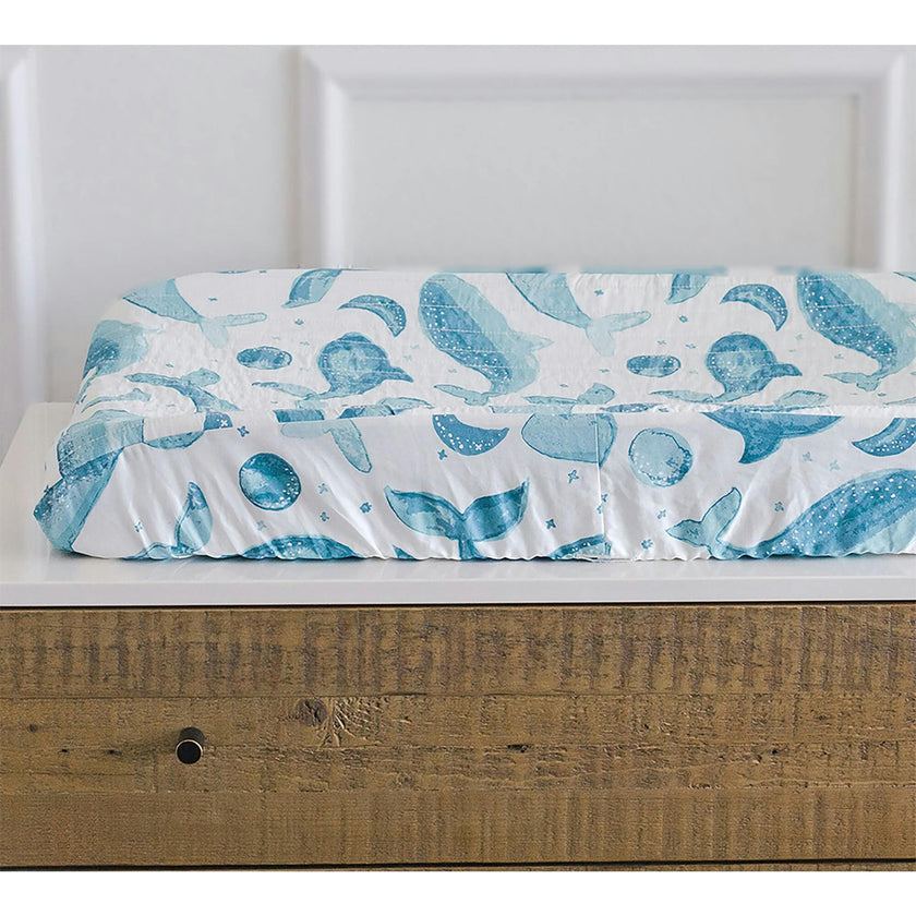 Caspian Quilted Change Pad Cover (Whale)