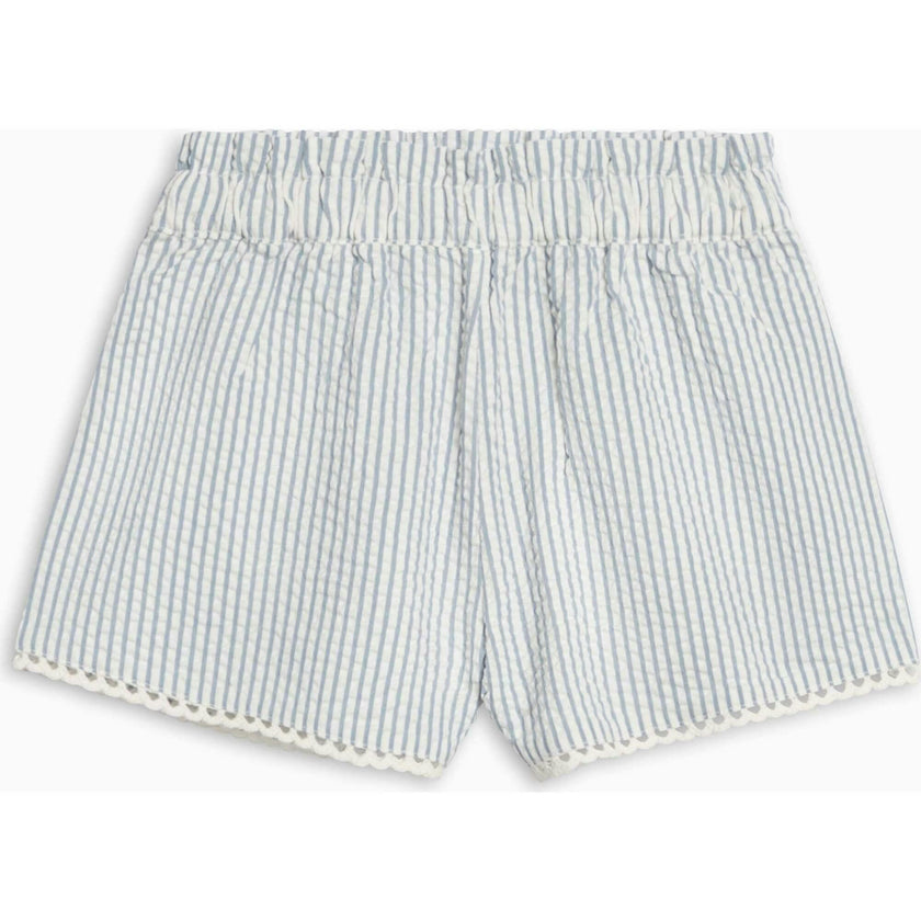 Patty Seersucker Scalloped Trim Short - Shore Stripe / Sea