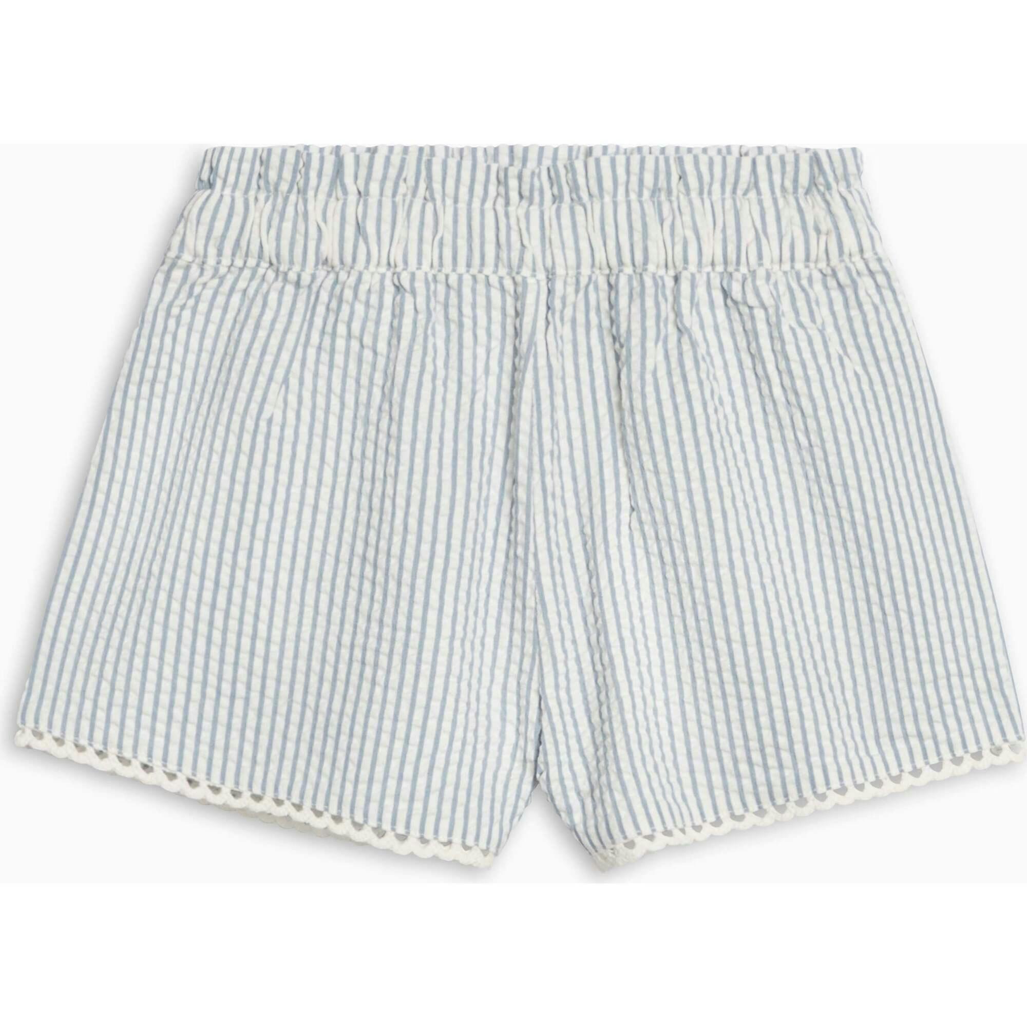Patty Seersucker Scalloped Trim Short - Shore Stripe / Sea