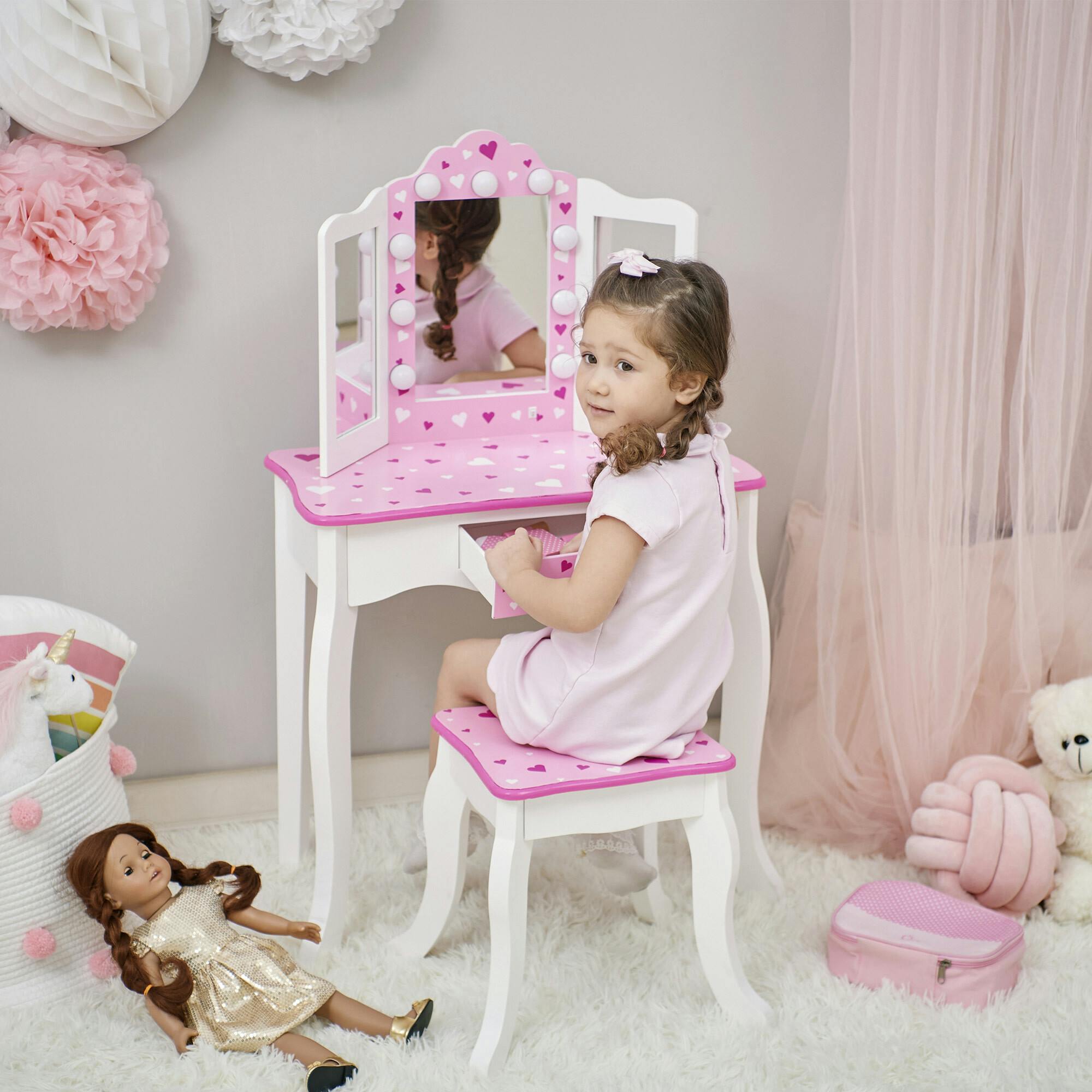Sweethearts Print Gisele Medium Vanity - White/Pink