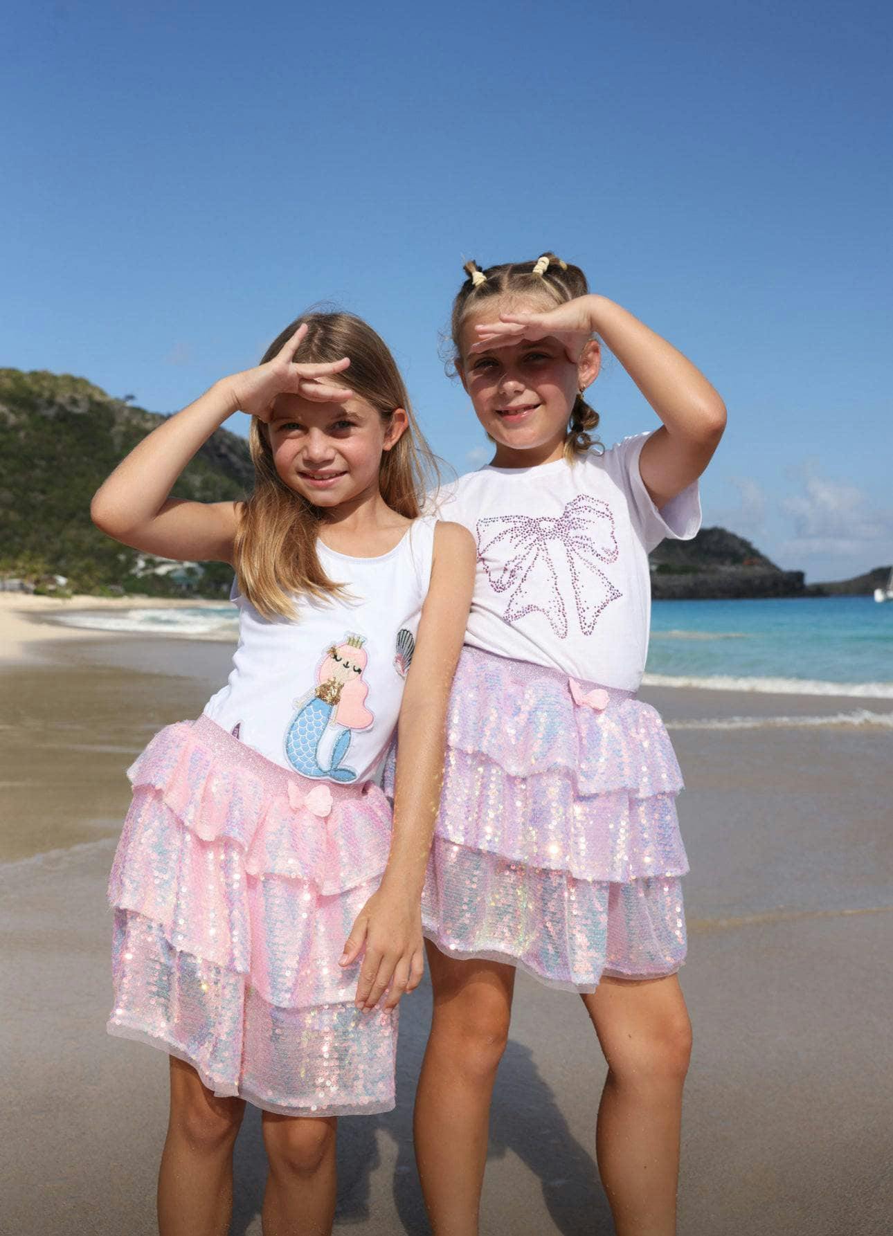Iridescent Shimmer Sequin Skirt Pink