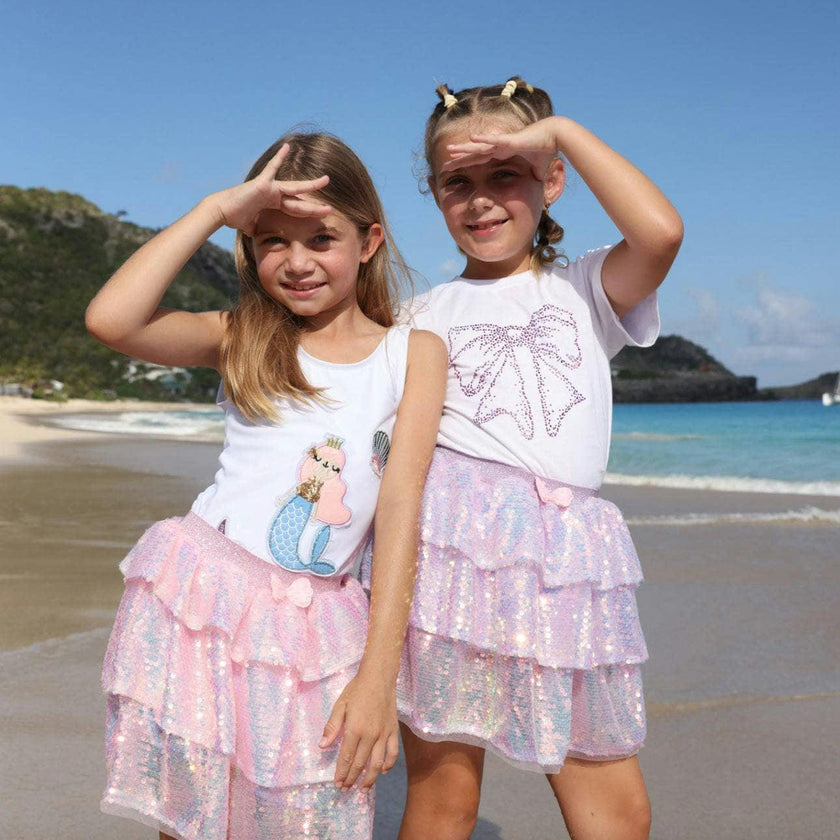 Iridescent Shimmer Sequin Skirt Pink