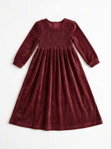 Girls Ruched Velvet Dress