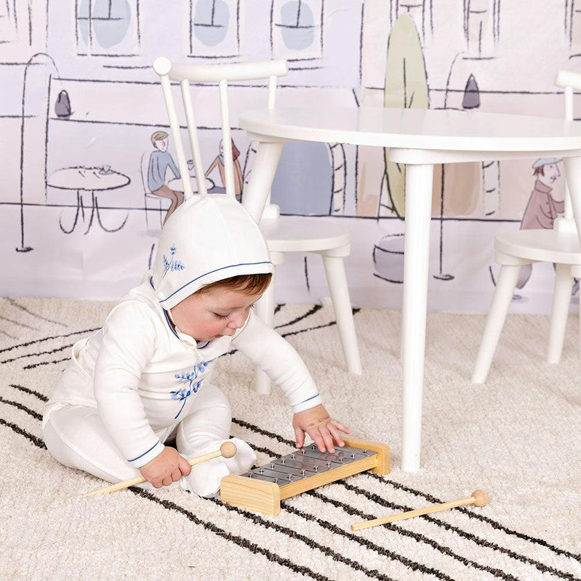 Stem Stitch Footie & Hat Set