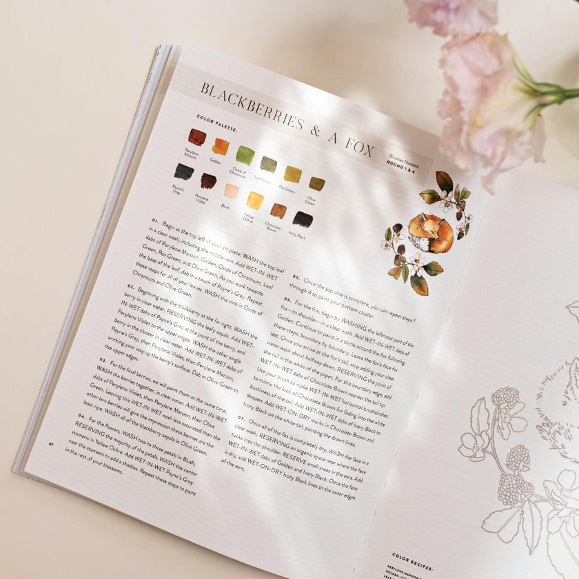Watercolor Workbook: Flowers, Feathers, and Animal Friends