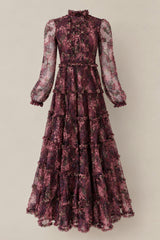 Madrigal Dress in Merlot Floral