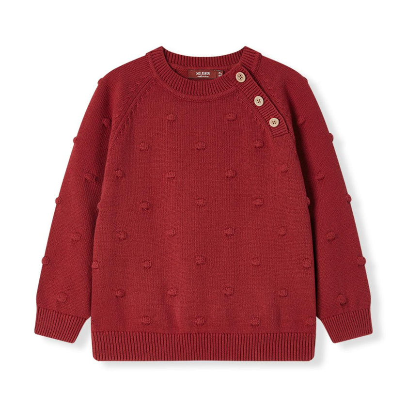 Wine Knit Popcorn Sweater
