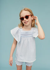 Seersucker Smocked Girl Blouse