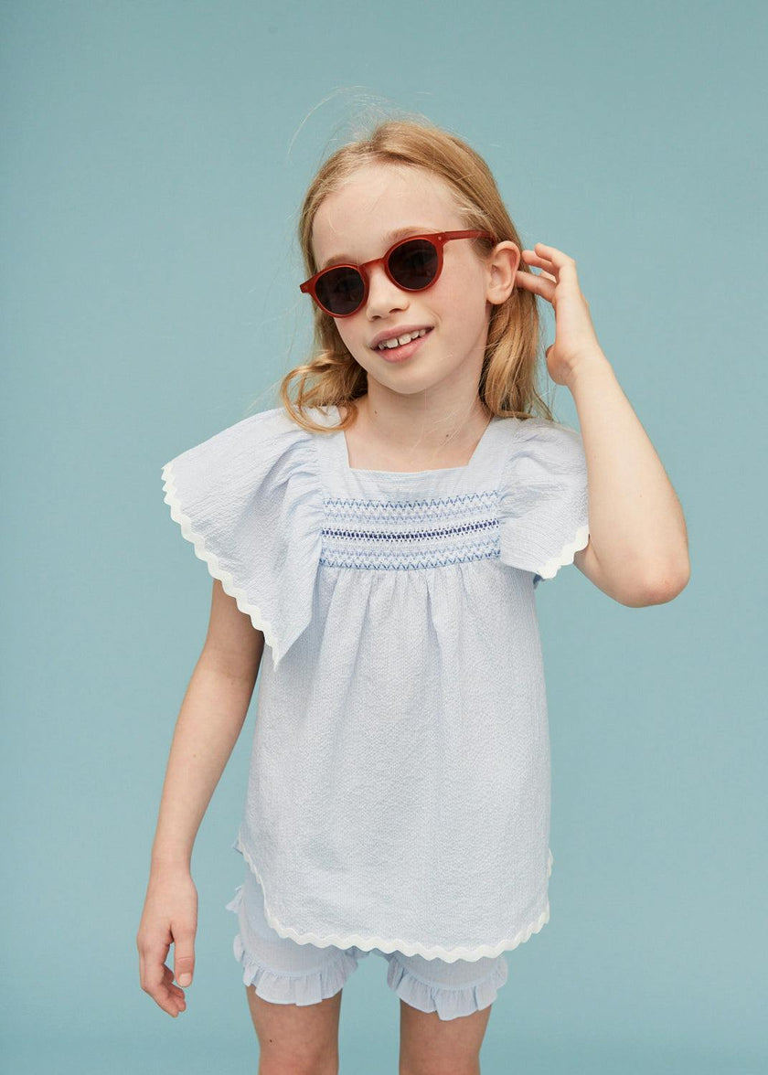 Seersucker Smocked Girl Blouse