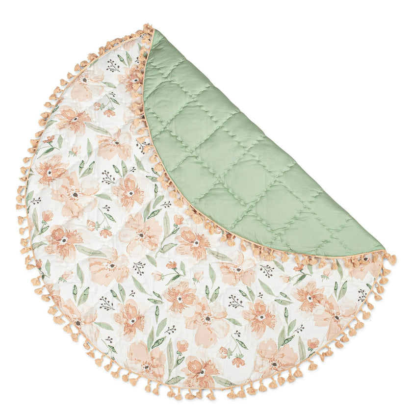 Parker Pink Floral Cotton Quilted Baby Play Mat