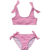 Raspberry Stripe Tie Crop Bikini