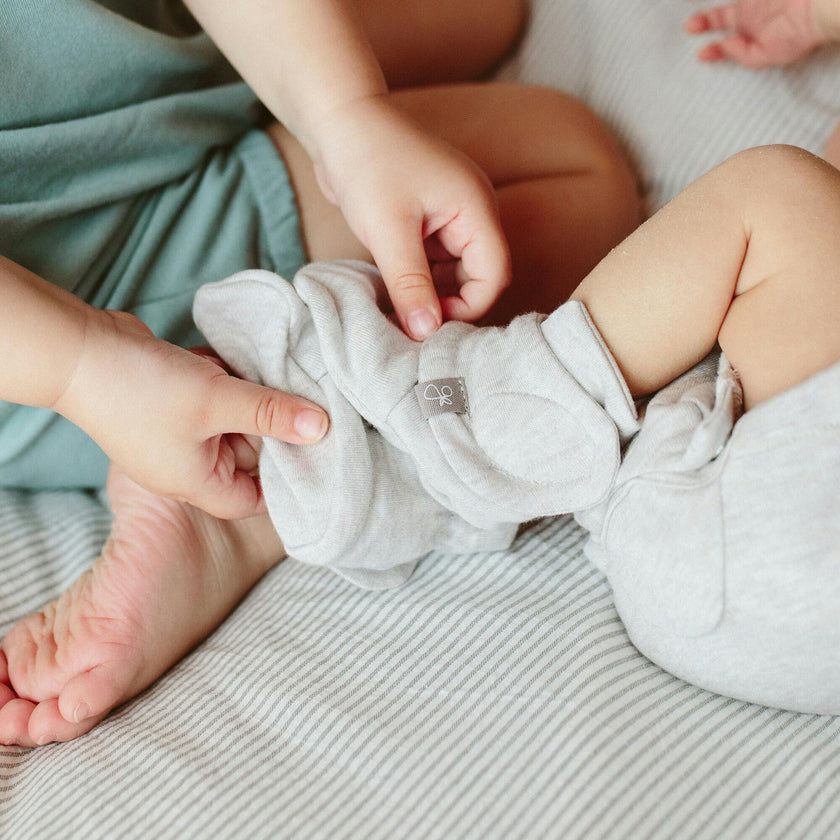PREEMIE STAY ON BOOTS | STORM GRAY — Bamboo Organic Cotton Blend, NICU Approved Preemie Size