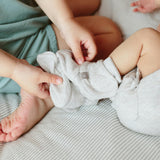 STAY ON BOOTS | STORM GRAY — Bamboo Organic Cotton Blend, 0–12M