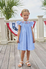 Smocked Bishop Dress - Flags