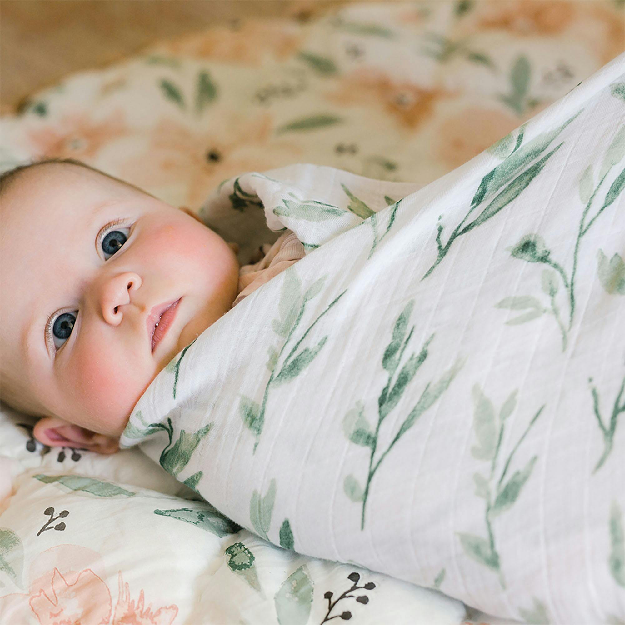 Parker Cotton Muslin Swaddle Blanket Set (Floral, Set of 2)