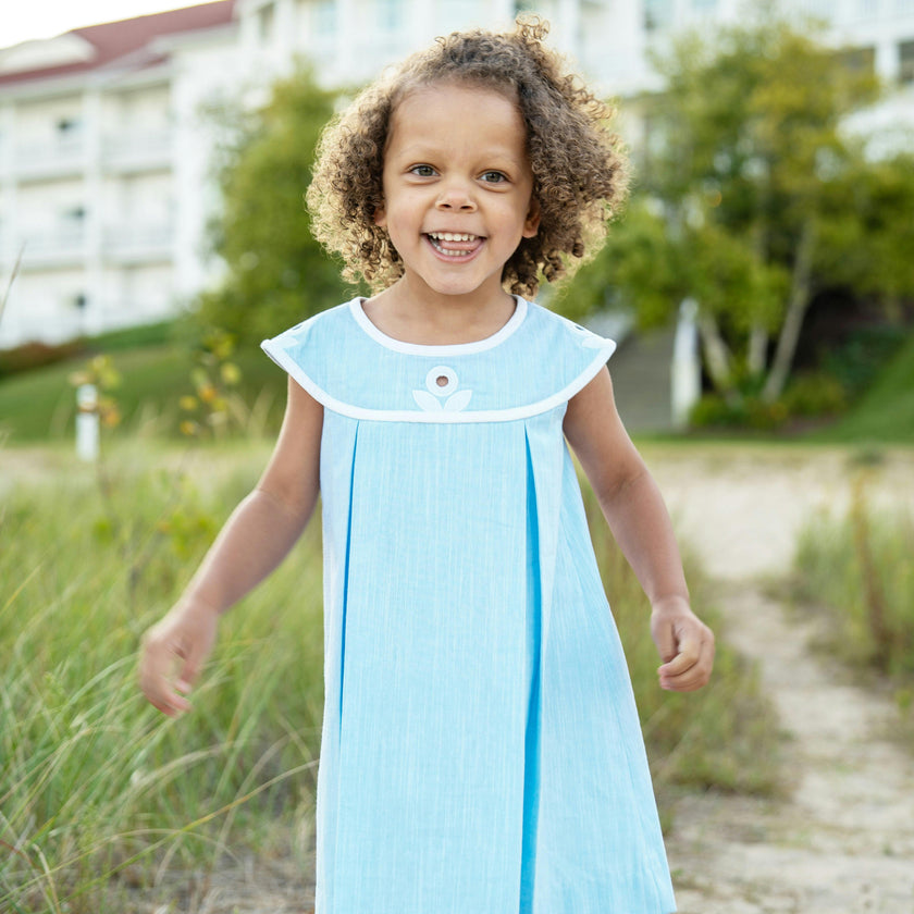 Linen Look Dress With Vintage Flower