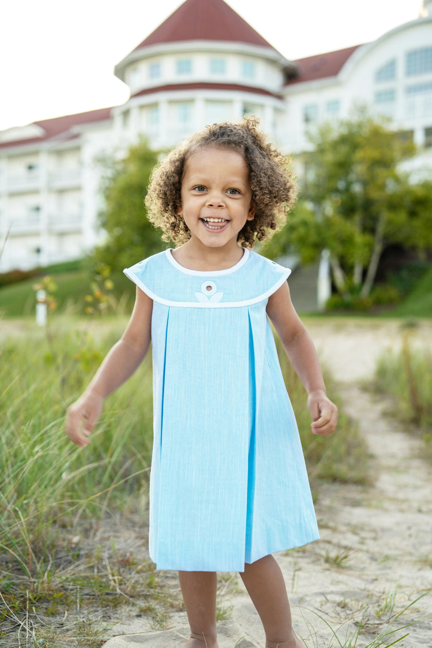Linen Look Dress With Vintage Flower