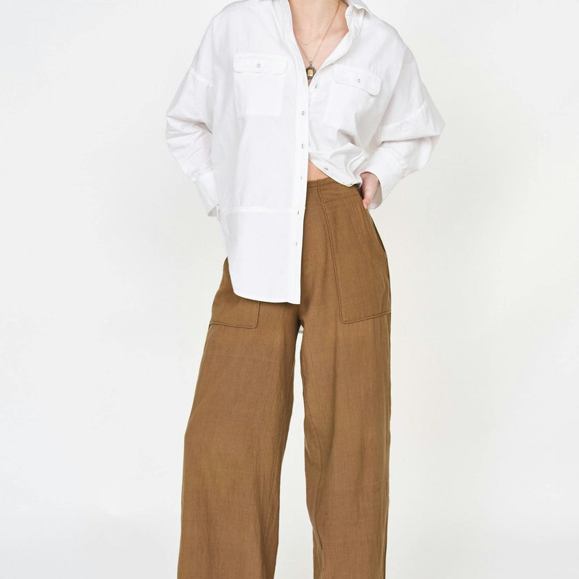 Women's Kyoto Poplin Long Sleeve Oversized Blouse, White