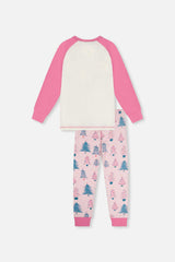 Organic Cotton Two Piece Pajama Set Pink Tree Print