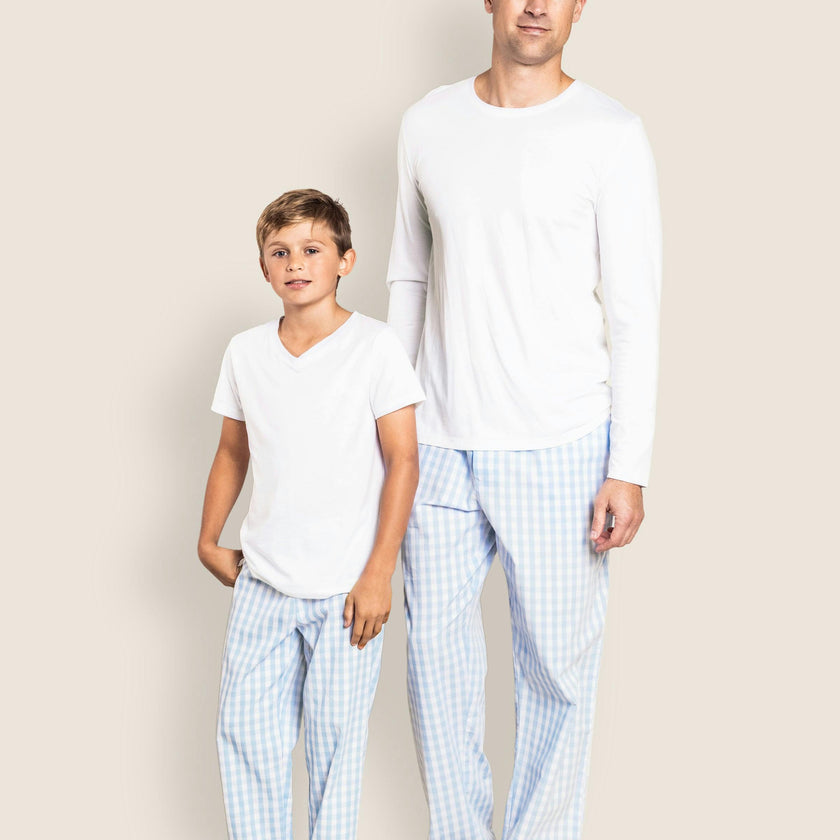 Men's Twill Pajama Pant in Light Blue Gingham