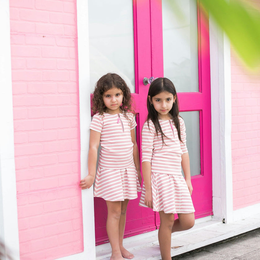 Horizontal Striped A-Line Short Skirt
