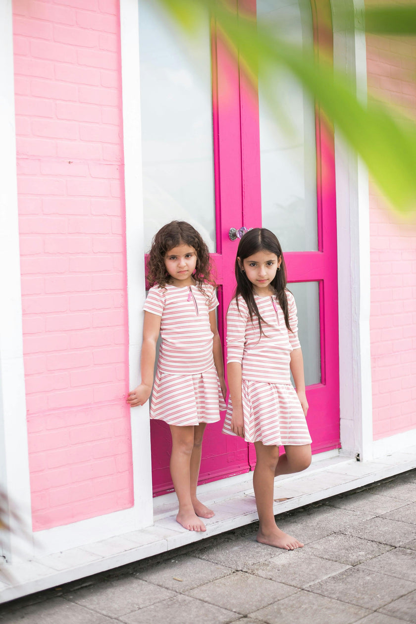 Horizontal Striped A-Line Short Skirt