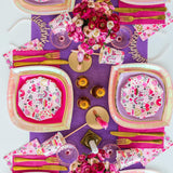 Magenta Grid Print Guest Napkins