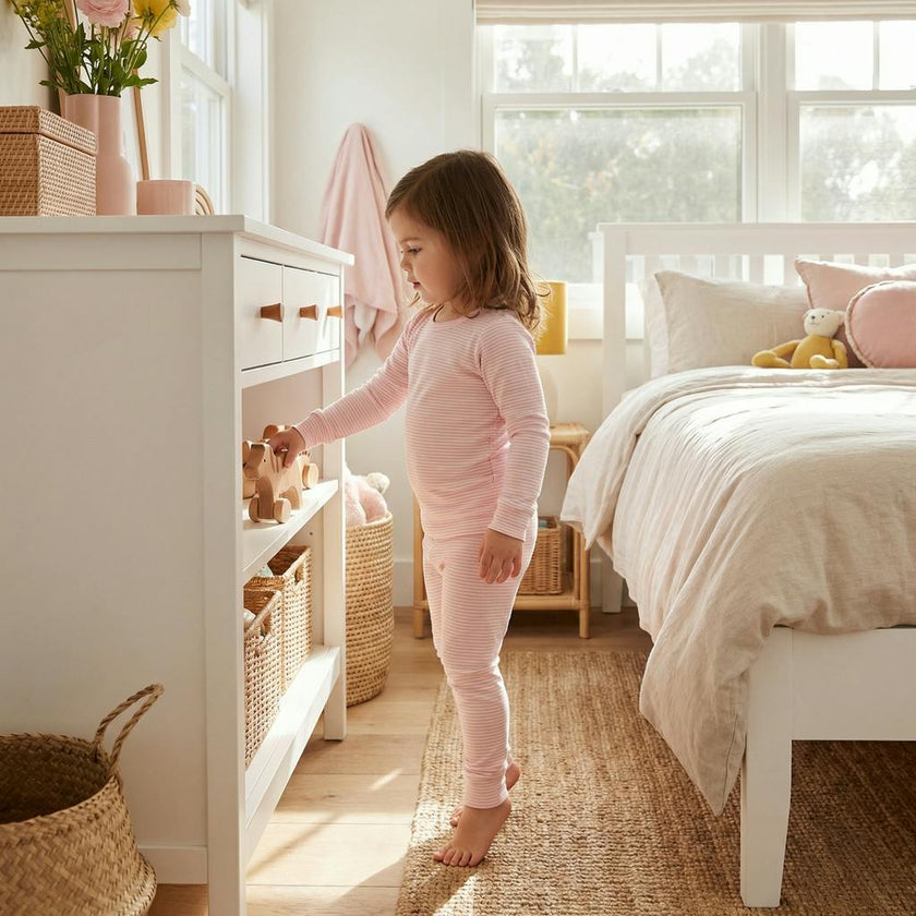 Peony Stripe Bamboo Toddler Pajama Set