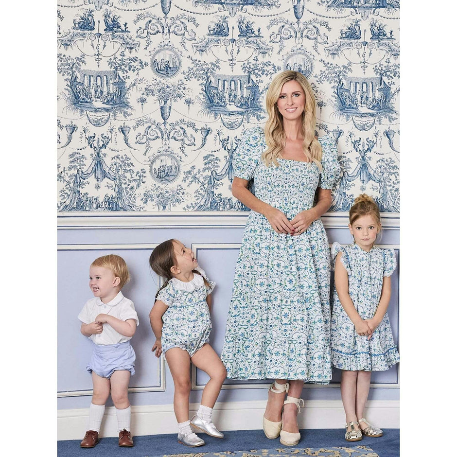 Nicky Hilton x La Coqueta Blue Bow Floral London Women Long Dress