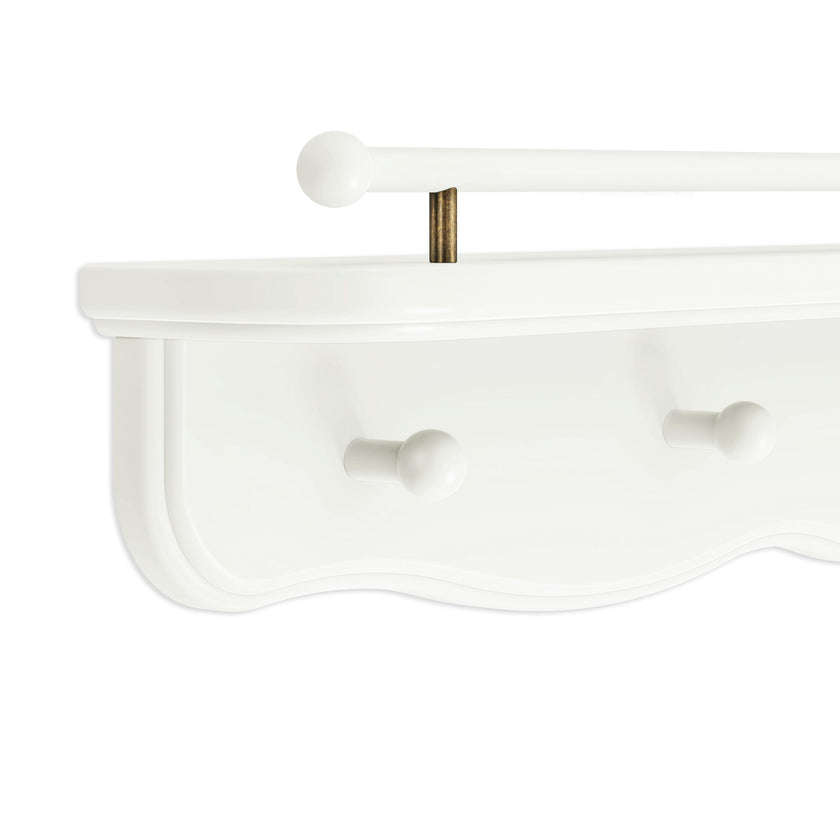 Liberty 31" Wall Shelf with Hooks in Warm White