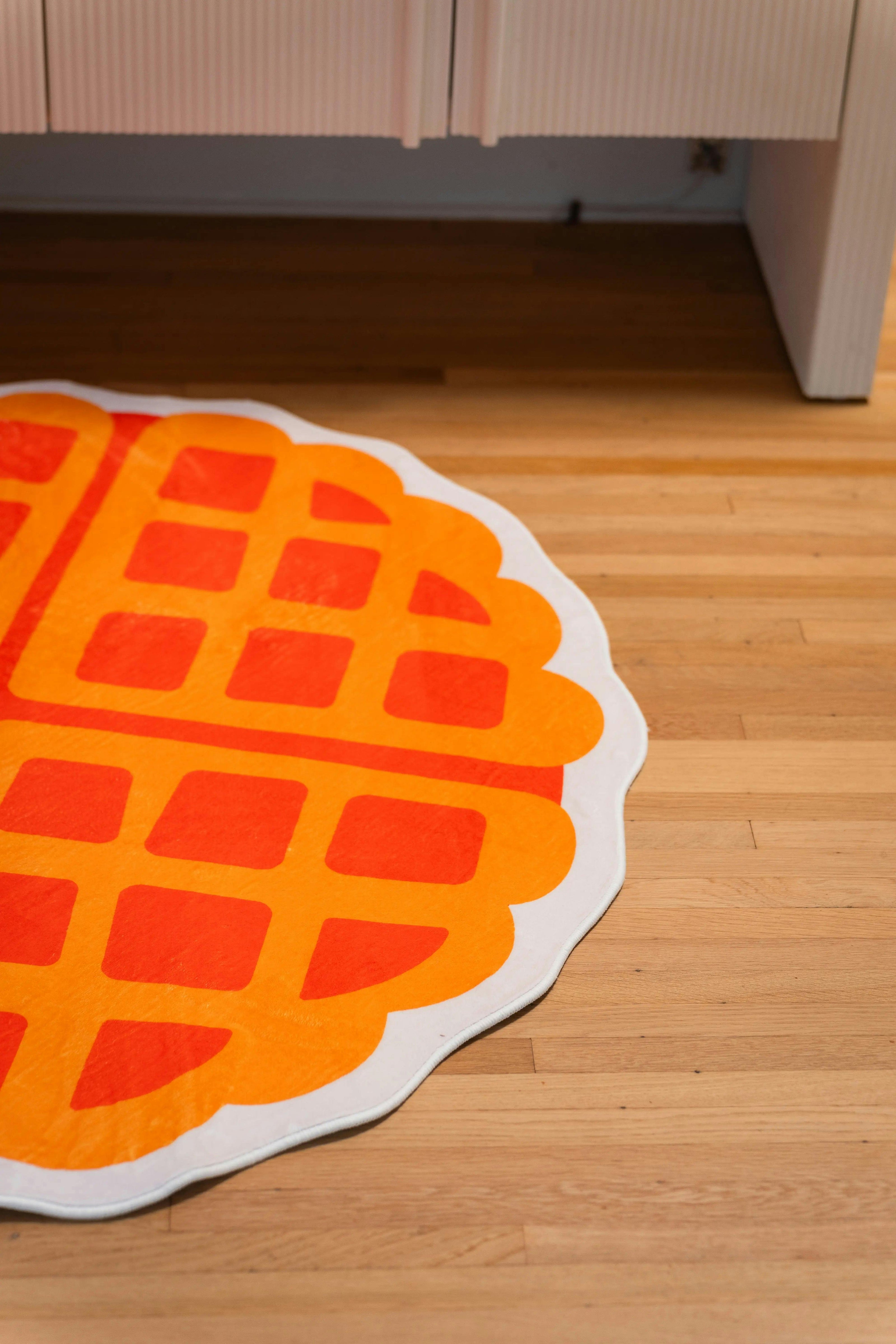 Yellow Irregular Waffle Rug by Becca Franks