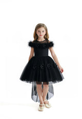 Black Feather Bow Dress