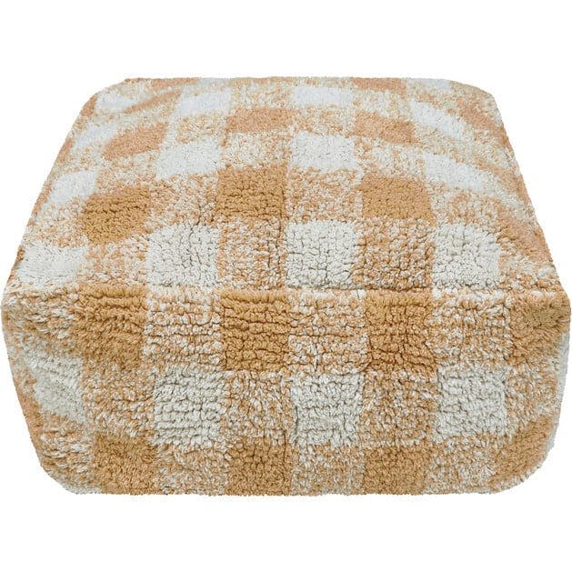 Vichy Plush Tablecloth-Inspired Pouf