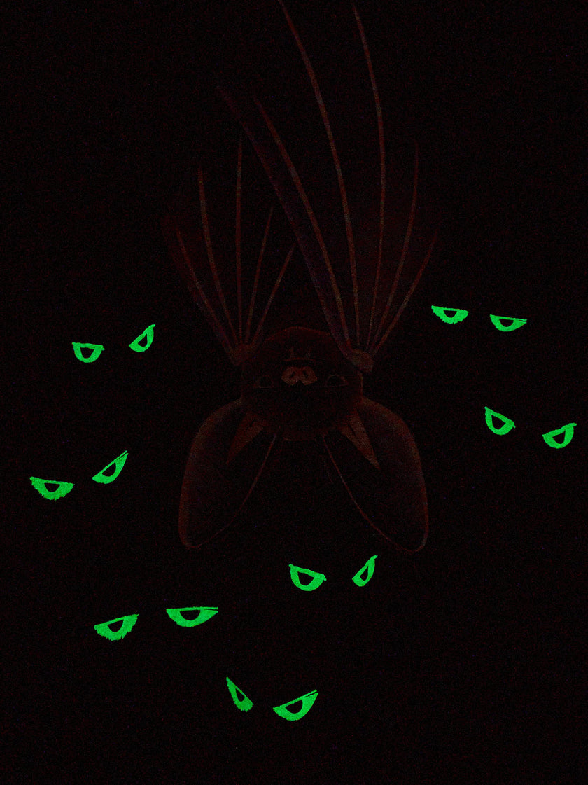 Glowing Bats Double-Sided Tee, Jet Black