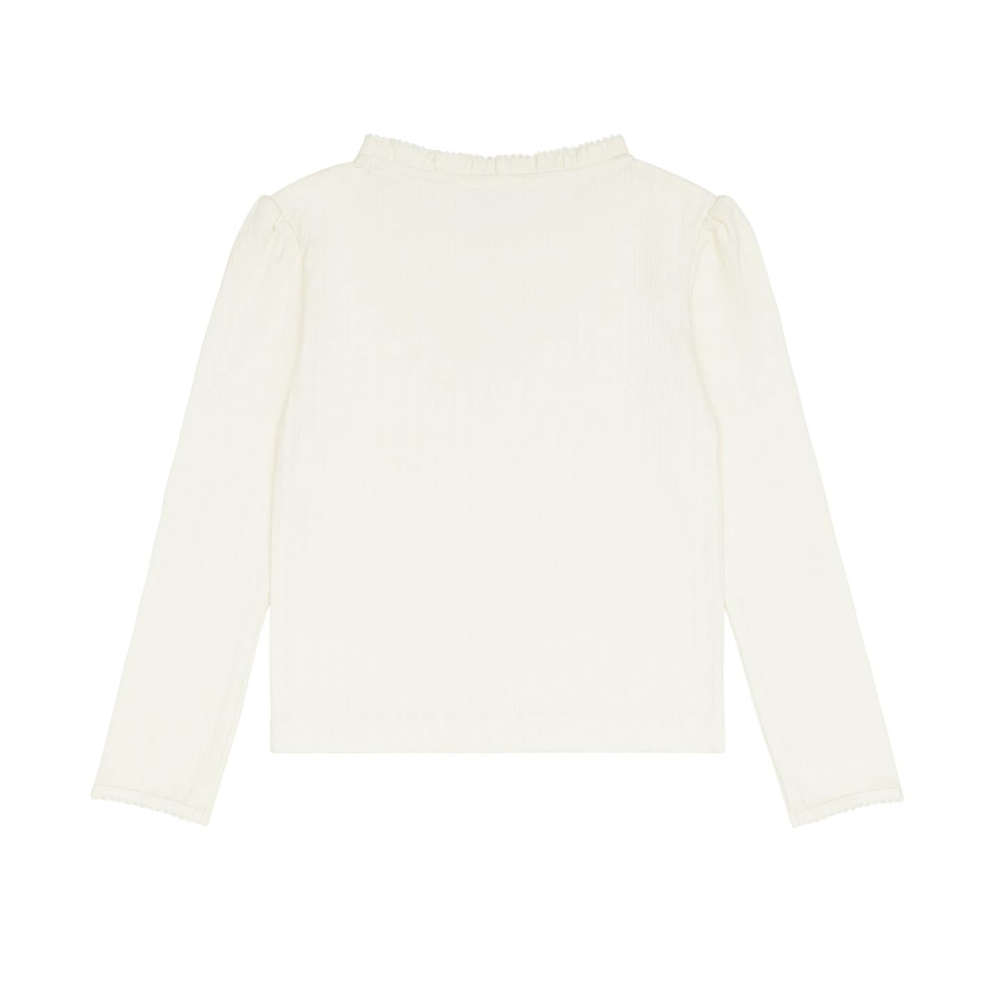 girls cream ruffle pointelle long sleeve shirt