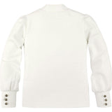 Long Sleeve Mock Neck Balloon Sleeve Top, White