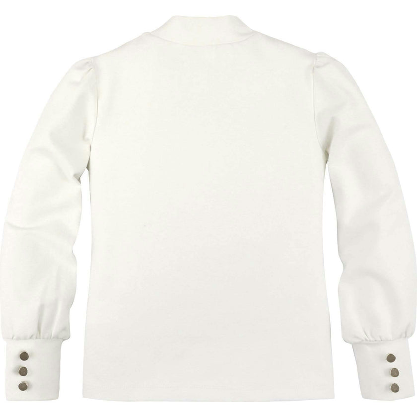 Long Sleeve Mock Neck Balloon Sleeve Top, White