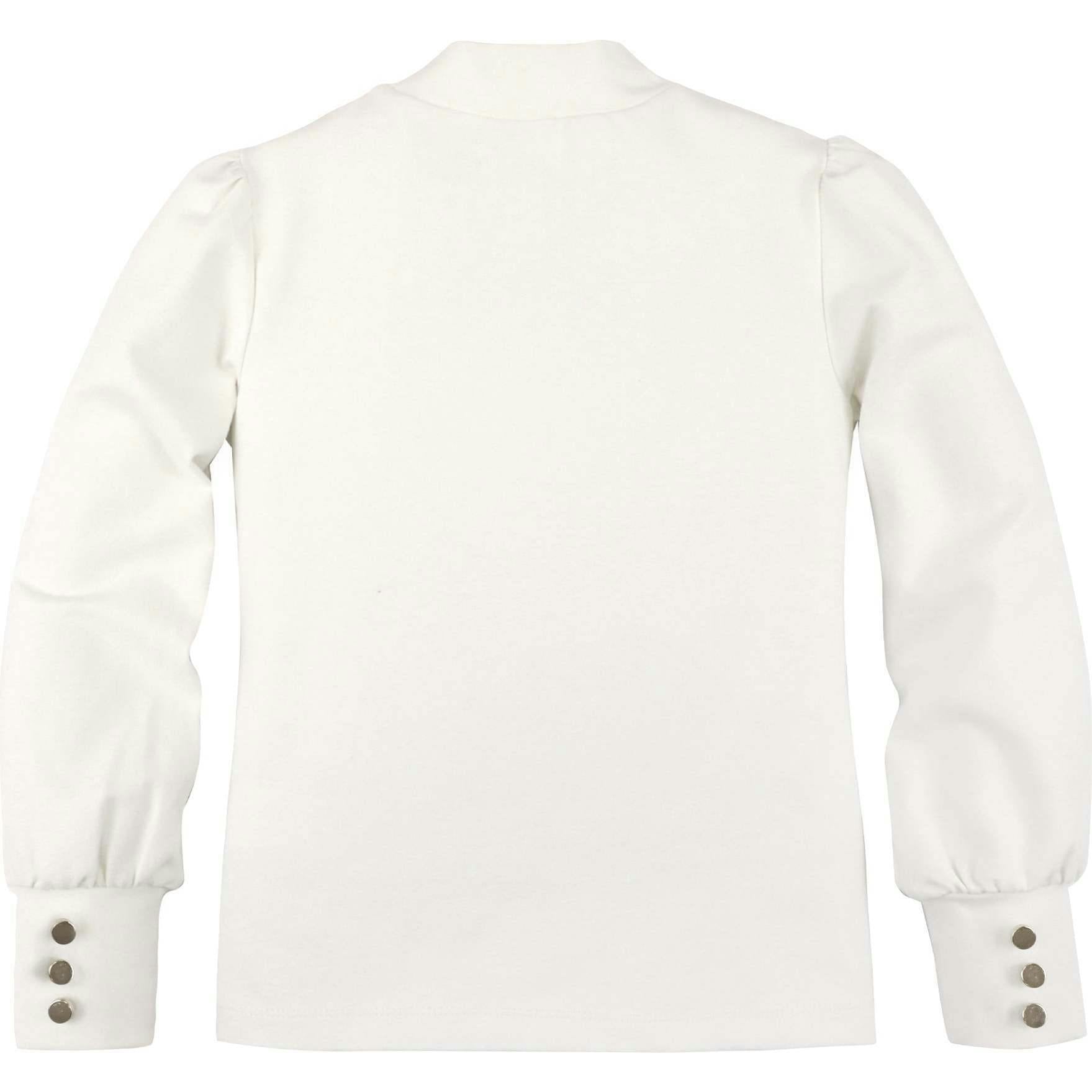 Long Sleeve Mock Neck Balloon Sleeve Top, White