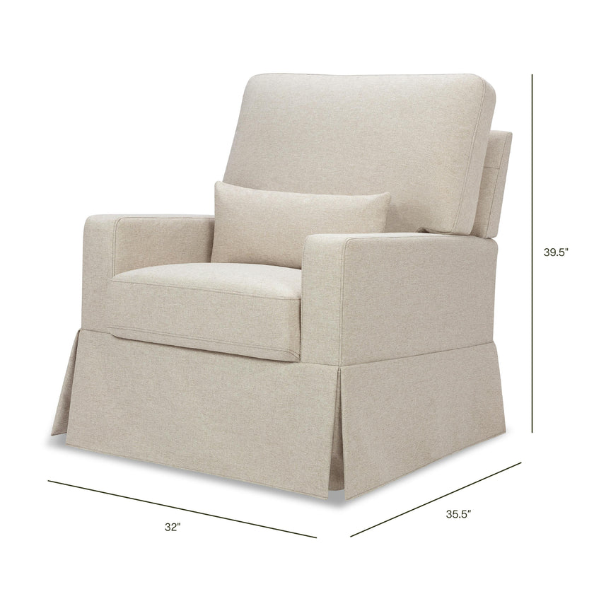 Crawford Pillowback Comfort Swivel Glider in Eco-Performance Fabric | Water Repellent & Stain Resistant in Performance Beach Eco-Weave