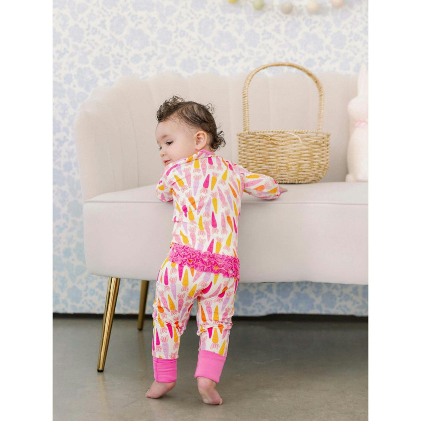 Girly Carrots Bamboo Ruffle Romper