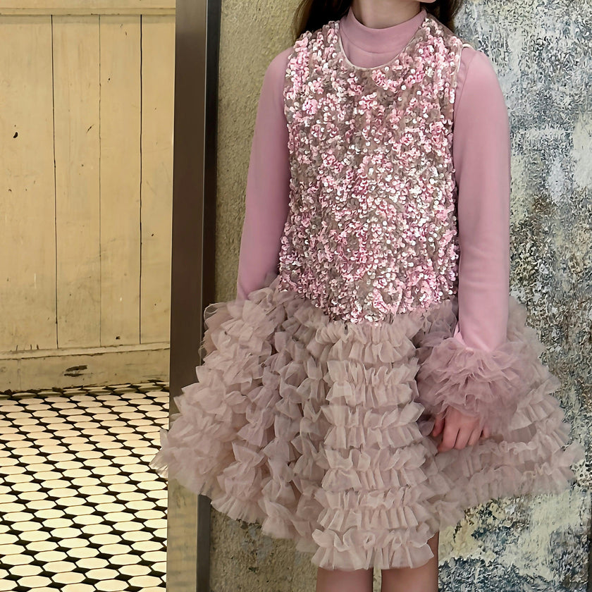 Pink Sequin & Tulle Party Dress