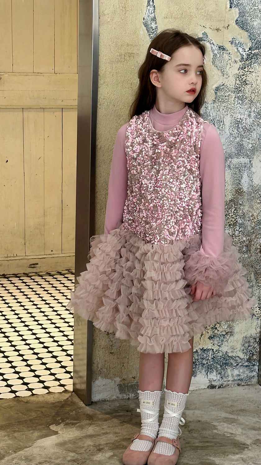 Pink Sequin & Tulle Party Dress