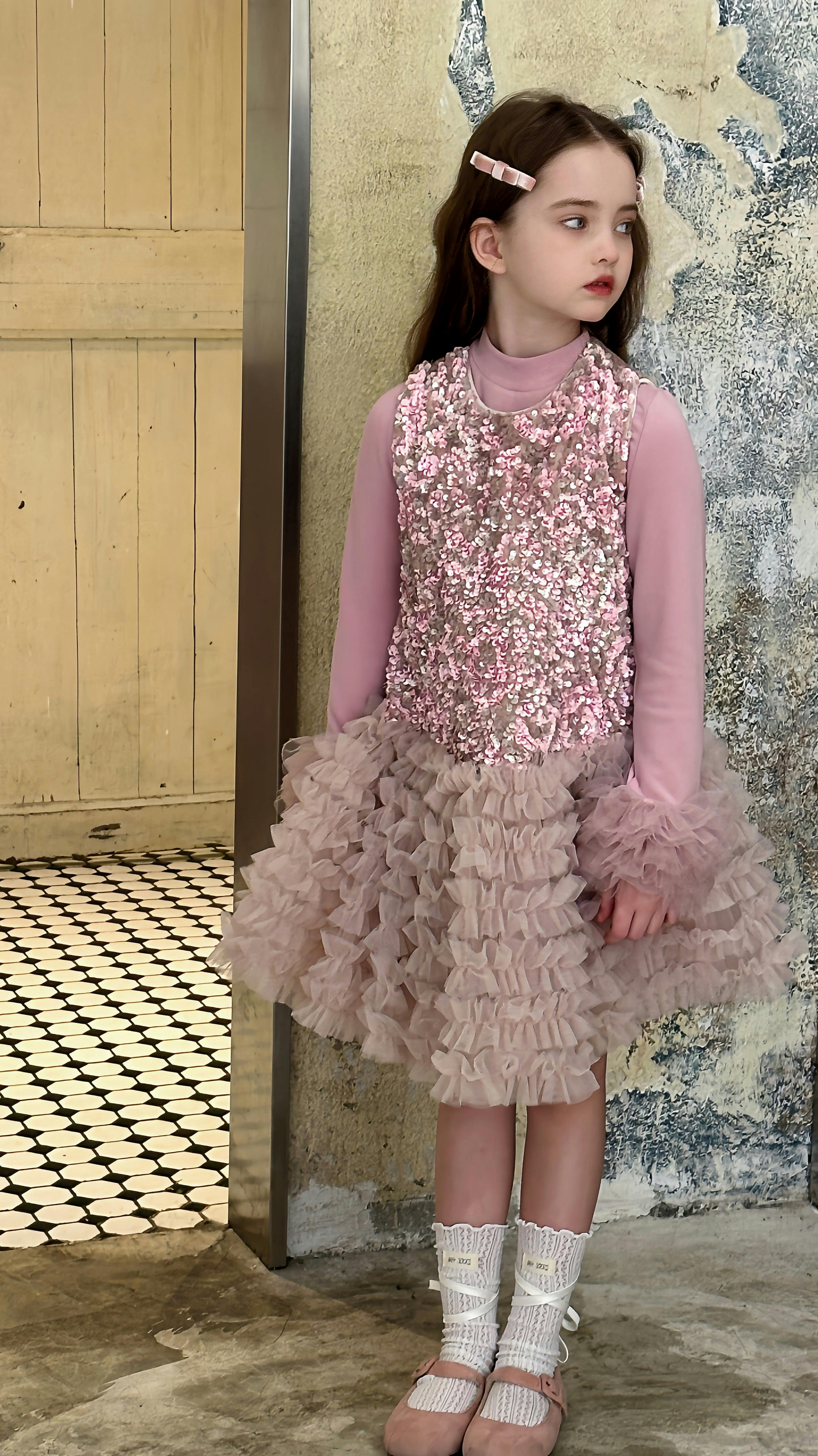 Pink Sequin & Tulle Party Dress