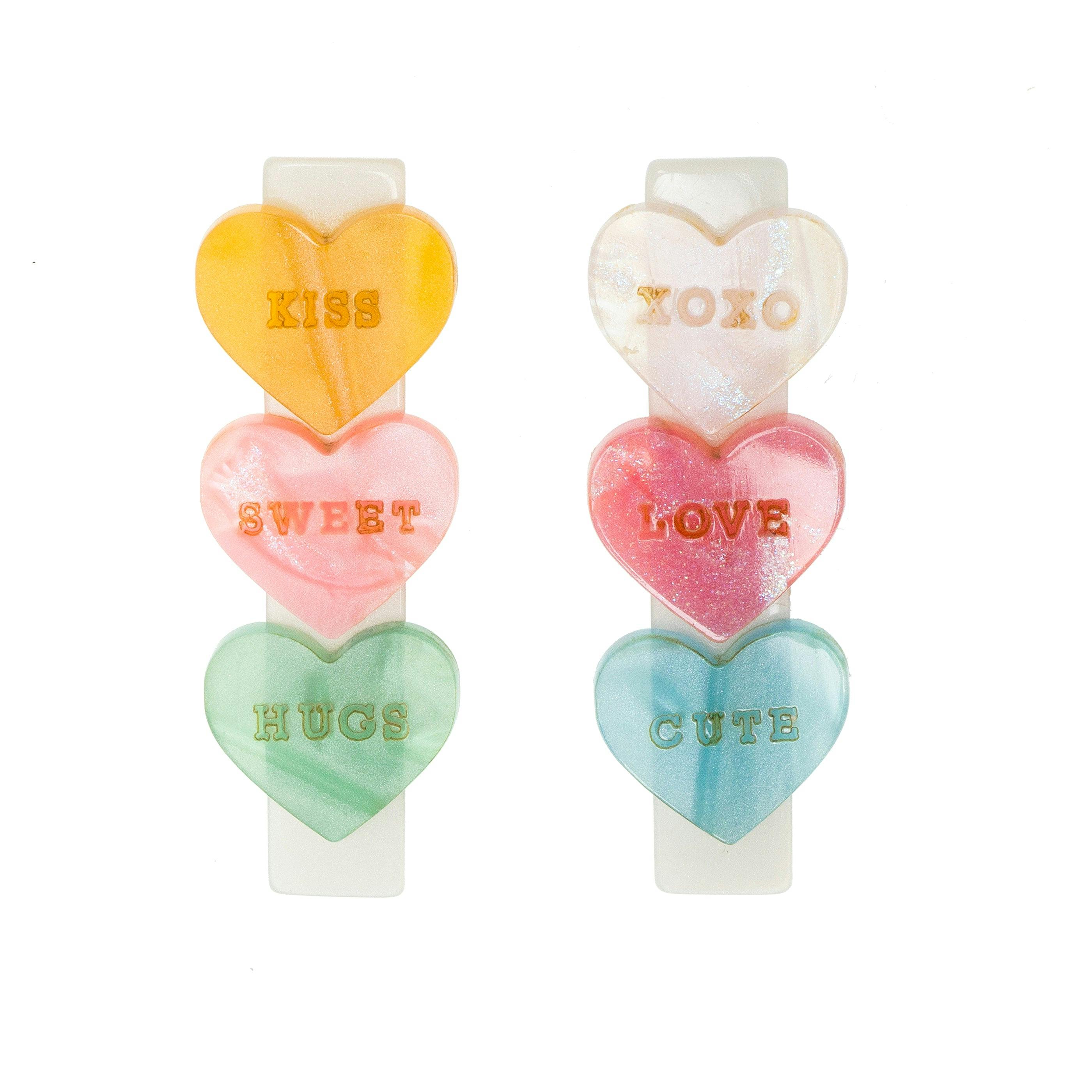 Candy Hearts Pastel Shades Hair Clips