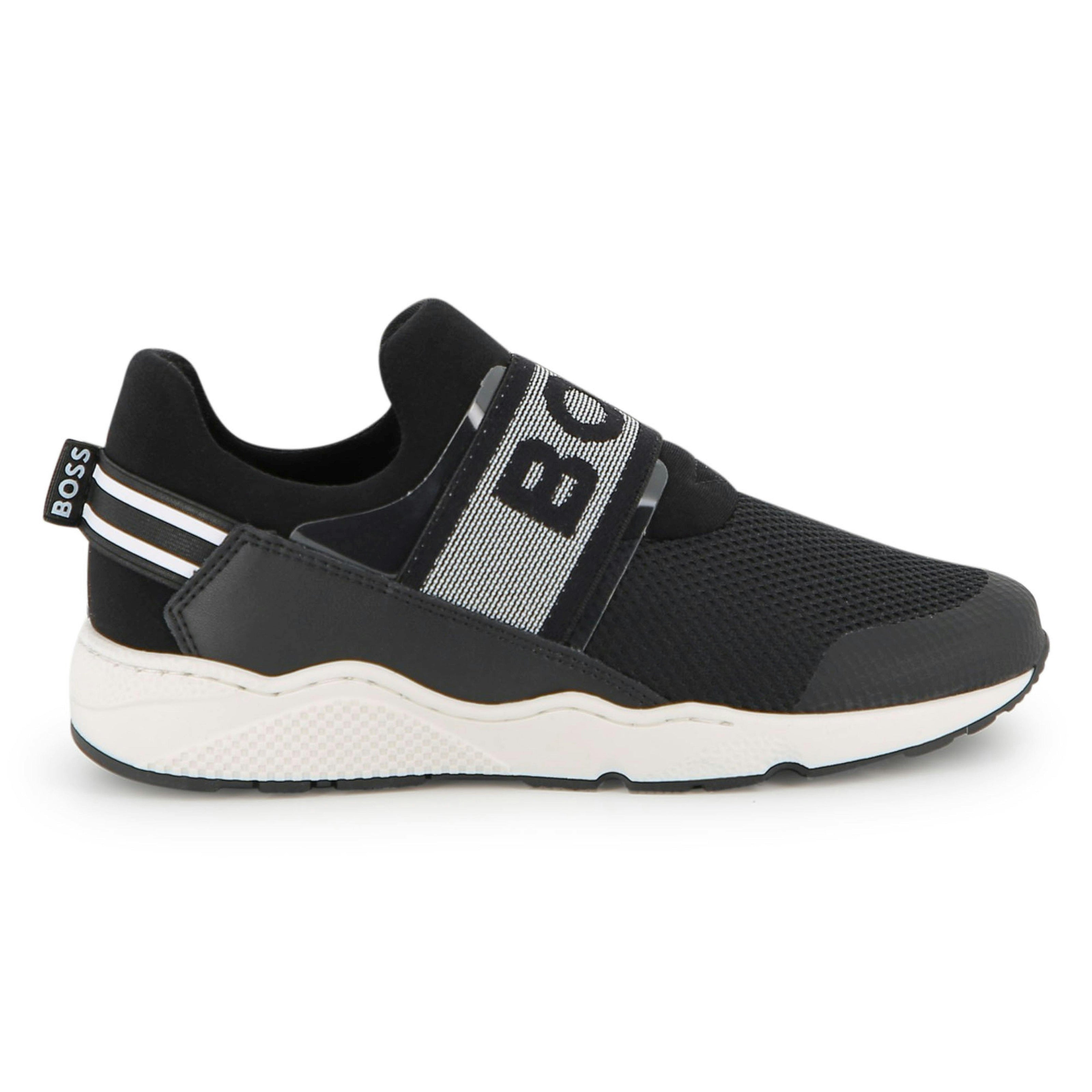 Black Logo Strap Slip-On Sneakers