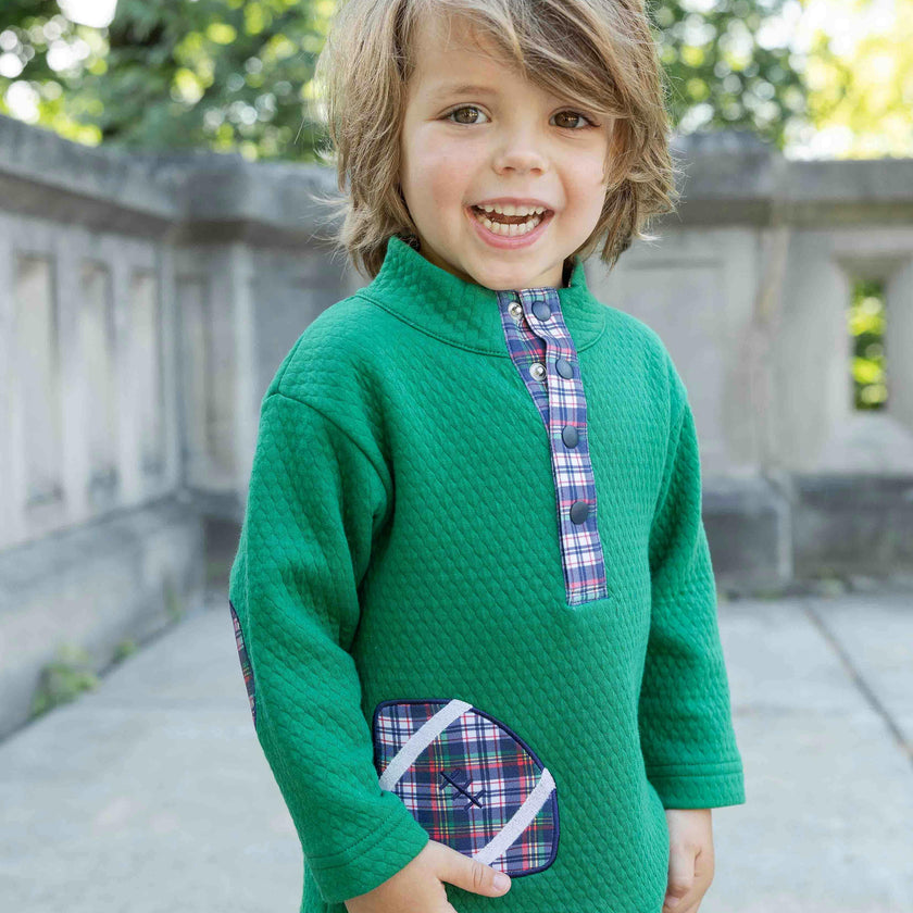 Green Jacquard Knit Pullover With Football